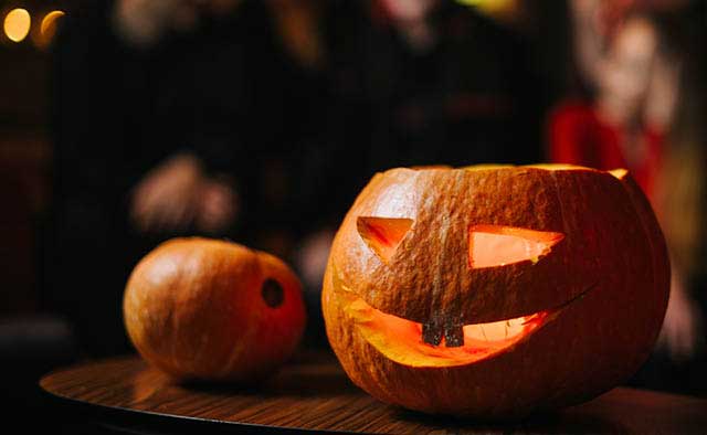 Cut out pumpkin with a smiling face