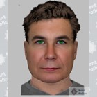 E-FIT image of a clean shaven white man with short brown hair and green eyes.