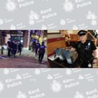 Officers on patrol and PC Knight with the drugs detection machine.